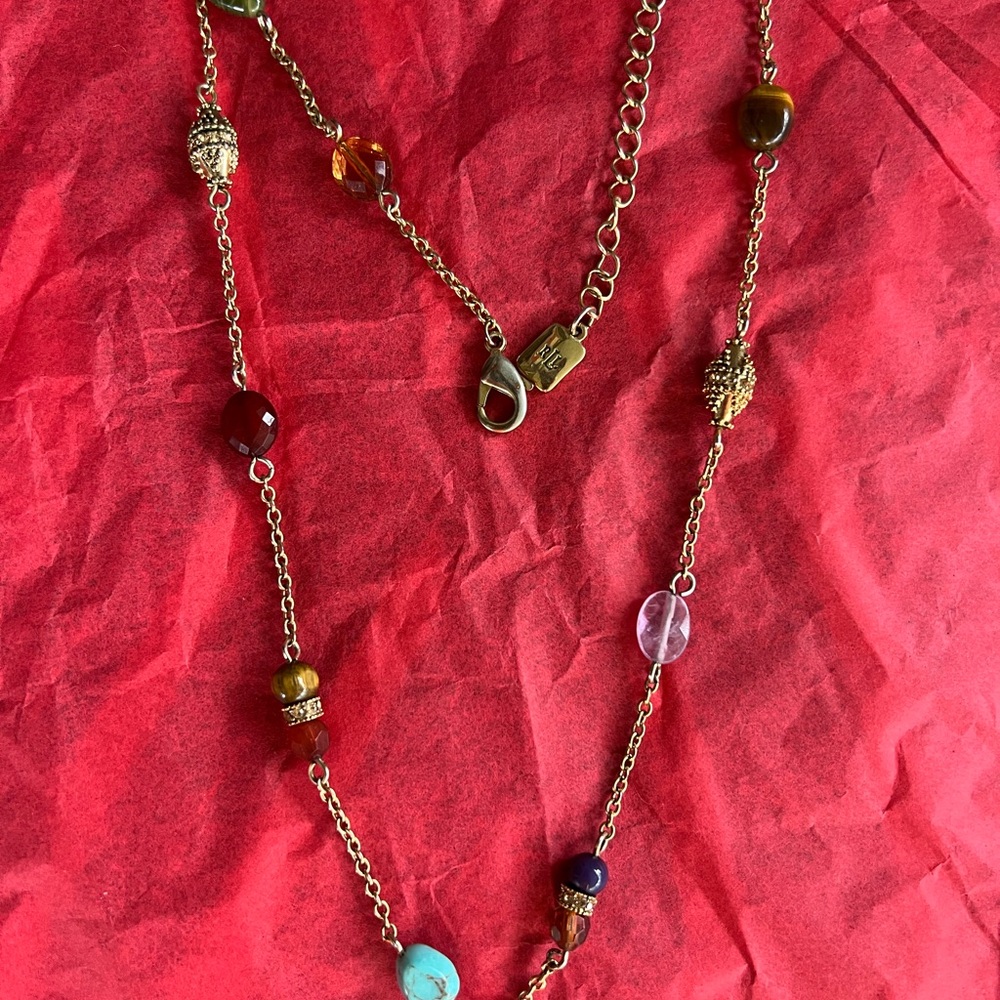 Elegant Gold Multi-Color Ralph Lauren Beaded Necklace